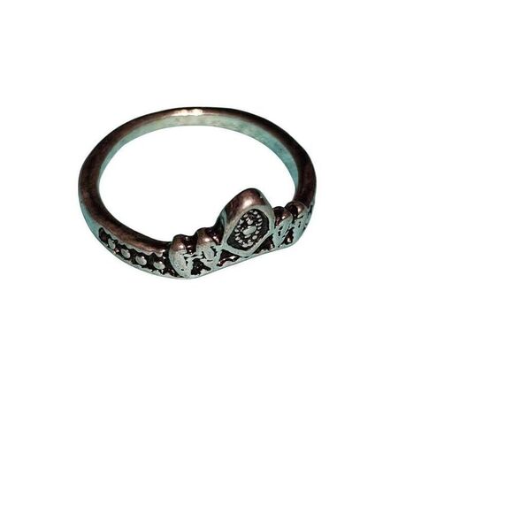 Silver Steel Boho Crown Ring - Picture 1 of 3